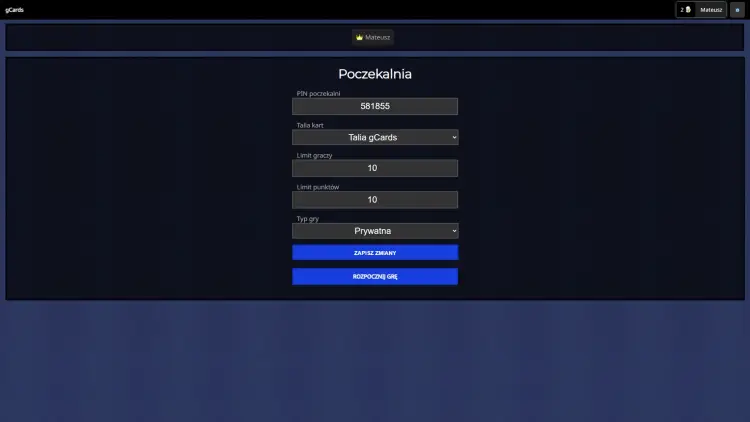 Realizacja projektu: gCards