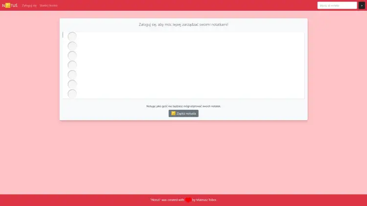 Realizacja projektu: Notuś